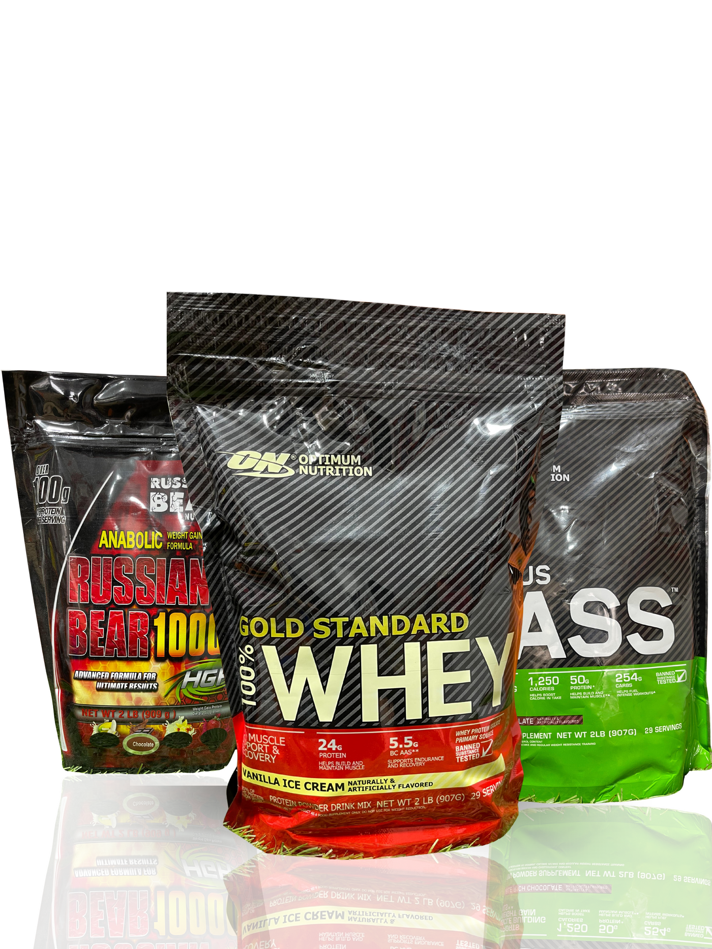 🔥 Protein Power Pack – Bundle of 3 (Gold Standard Whey, Russian Bear 10000, Serious Mass) – 2 lbs Each 💪