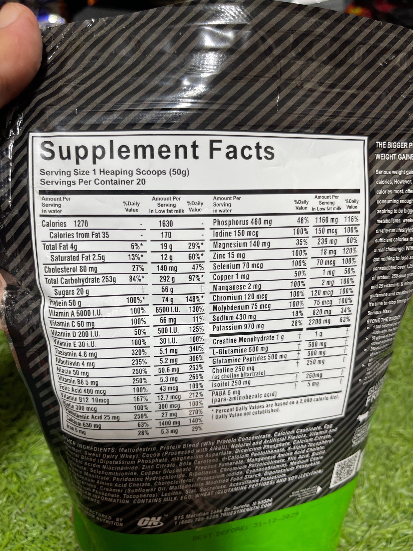 Optimum Nutrition Serious Mass Weight Gainer – 2lb, Double Rich Chocolate🍫